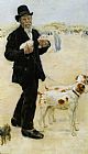 Jean Francois Raffaelli Canvas Paintings - Man Walking Dogs